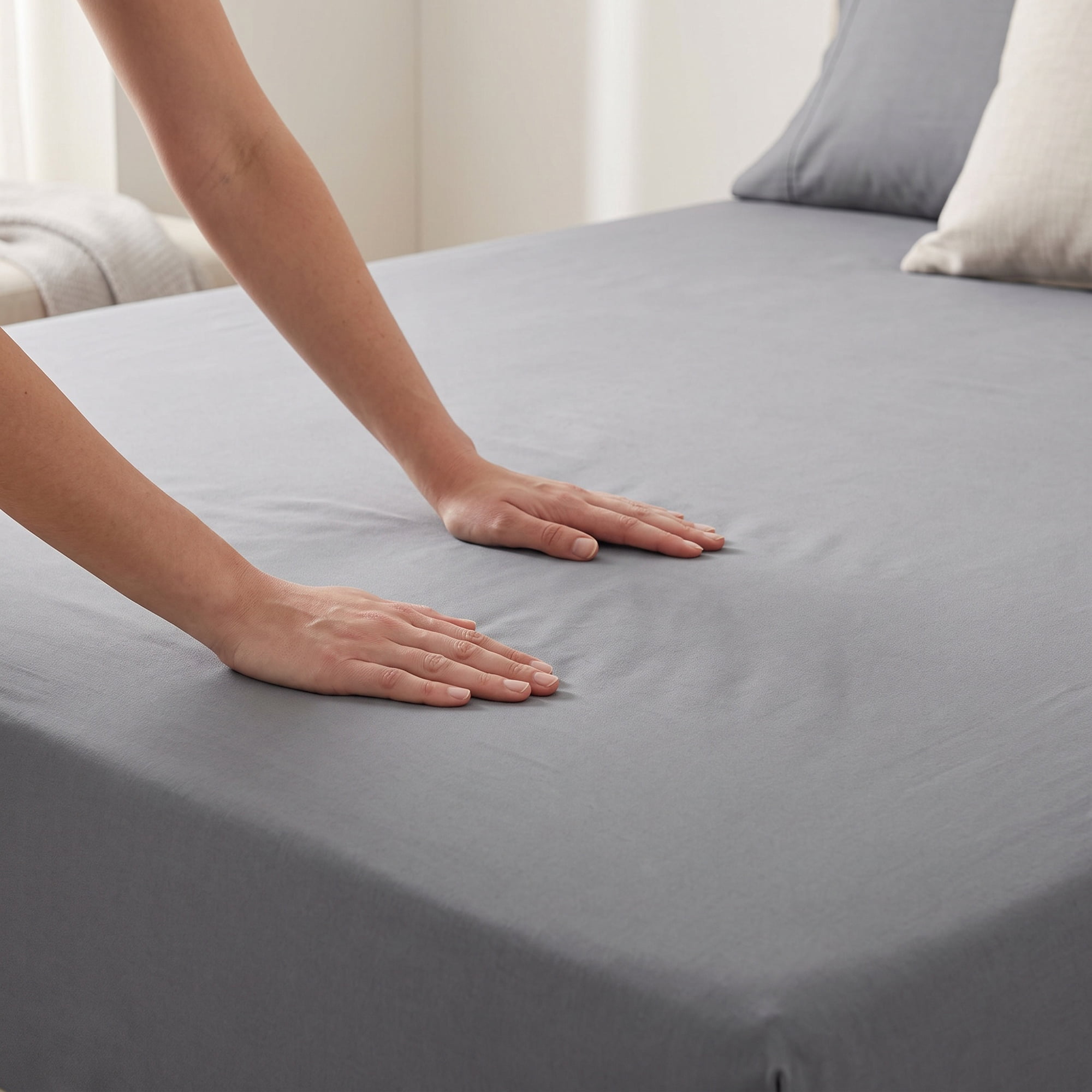 Unique Bargains Ployester Gauze Bed Breathable Flat Sheet Bedding Light Gray 63"x91"