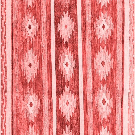 Ahgly Company Machine Washable Indoor Square Abstract Red Modern Area Rugs, 8' Square