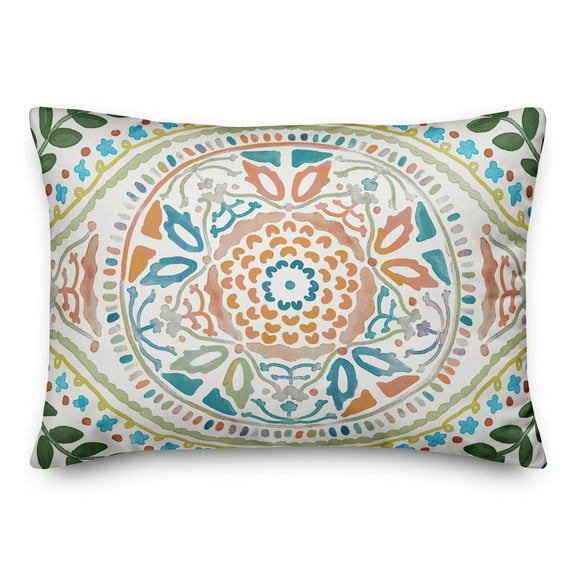 Creative Products Large Orange and Green Folk Pattern 14x20 Indoor / Outdoor Pillow