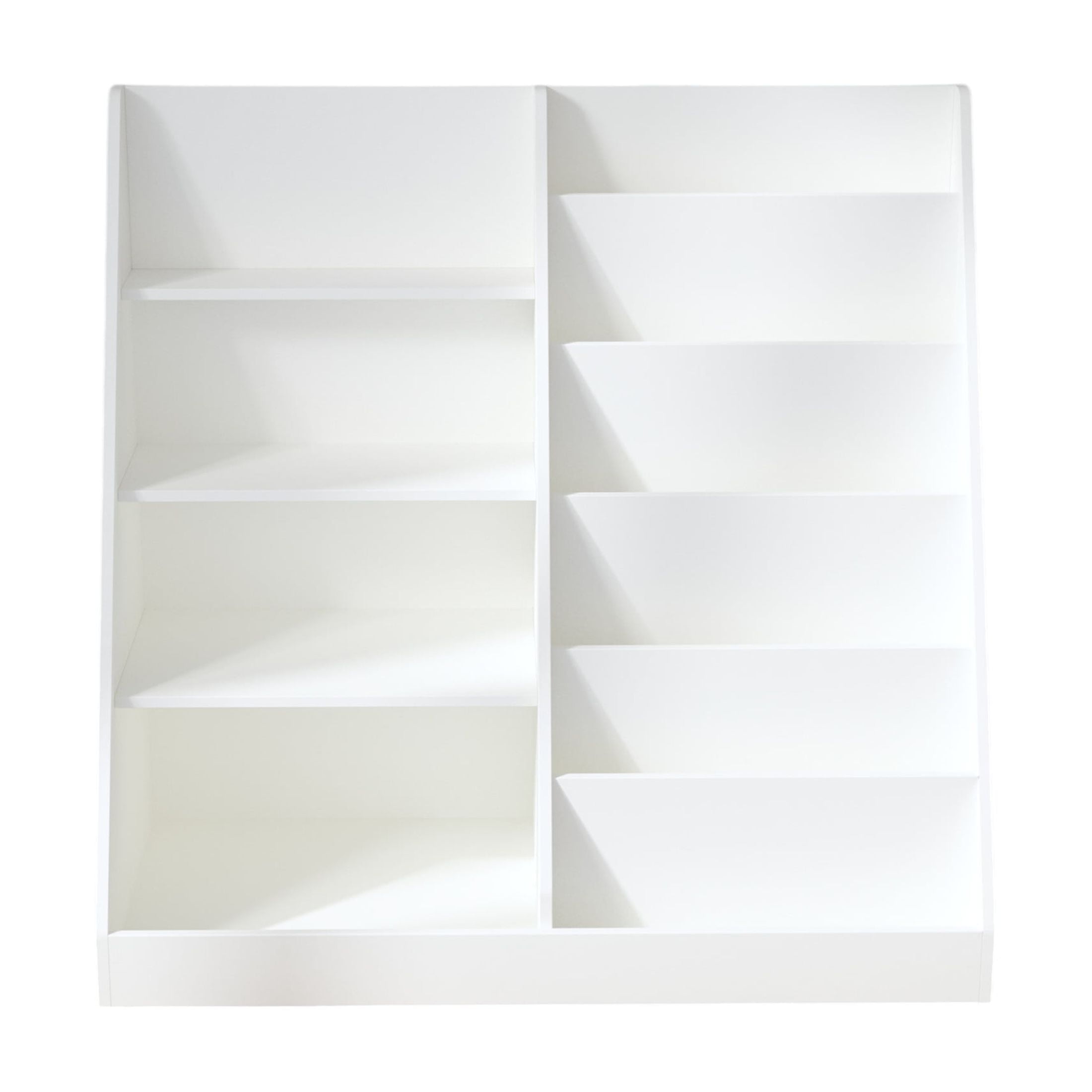 Noble House Polly Kids Display Bookshelf, Toy Storage Organizer, 4-Tier Wooden Bookcase with Bin Cabinet, White