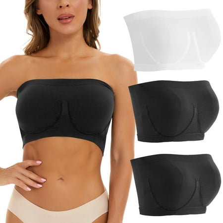

Tube Tops For Women 3 Pieces Sports Bras For Women Plus Size Strapless Bra Bandeau Non Padded Top Stretchy Yoga Fitness Bra