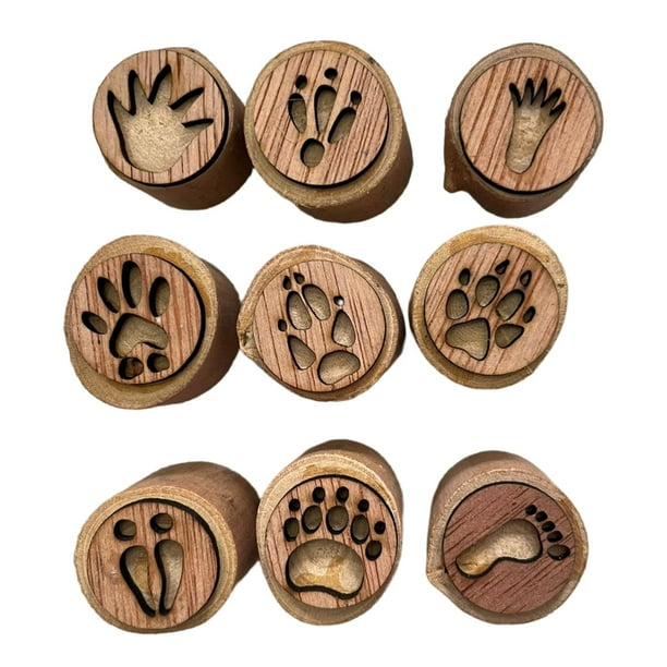Juego de sellos de madera de 9 piezas, sellos de animales, álbum de recortes, sello de pata de animales DIY, sello de huella de animales para Estilo B .5-5cm SM SunniMix Sello de niños