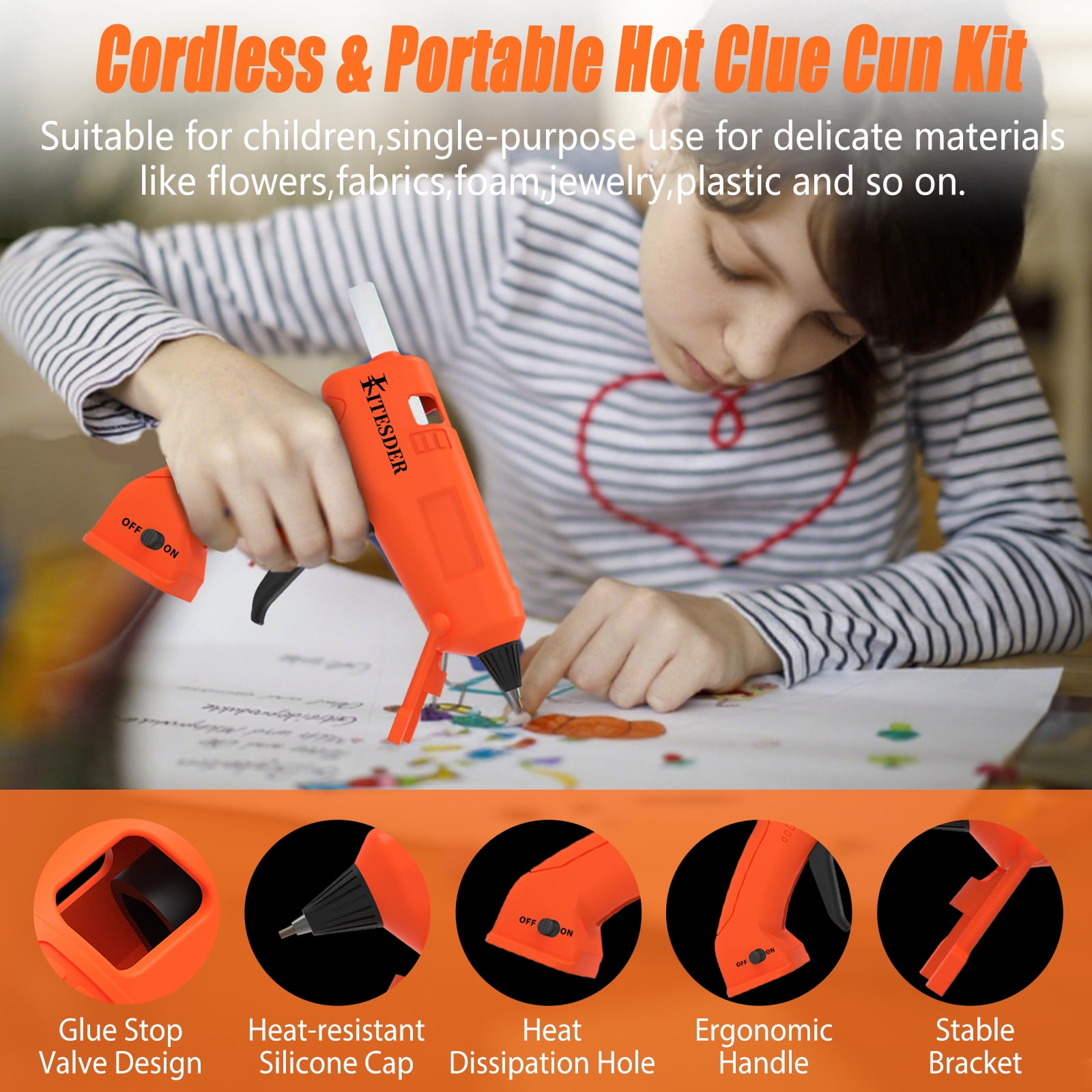 Multi-Purpose Hot Glue Gun Set, Mini Fast-Heating Hot Melt Glue Gun with 30 Glue Sticks, Silicone Mat and Finger Caps, for DIY Crafts, Home Repair and Art Making