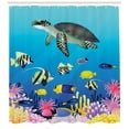 thumbnail image 3 of Ambesonne Ocean Shower Curtain, Sea Turtle Coral Reef, 69"Wx84"L, Multicolor, 3 of 3