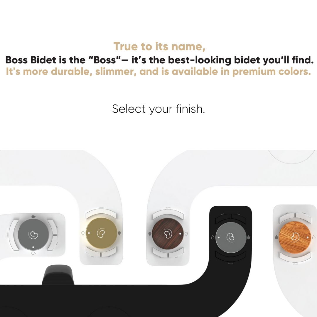 Boss Bidet Revolution (+) Warm Water Bidet Attachment For Toilet Push Button Start Auto Shut Off Aesthetic Design Bidet Sprayer Non Electric Dual Nozzle Feminine Wash Self Cleaning - New York Platinum