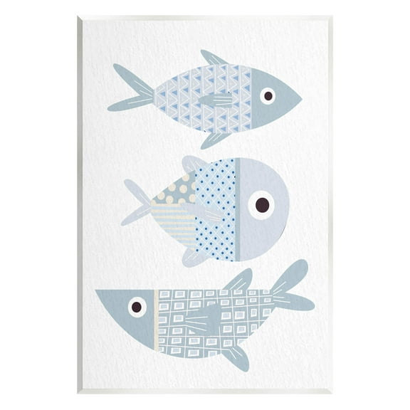 Stupell Industries Various Patterned Aquatic Fish Design Graphic Art Unframed Art Print Wall Art, Design by Kim Allen