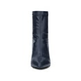 thumbnail image 2 of BLISSFUL STEP Women's Boots Pointy Toe Back Zip Block Heel Ankle Boots Dark Blue 11, 2 of 7
