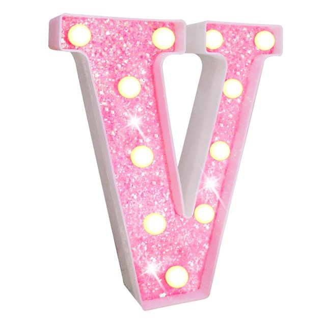 CSChome Warm White Alphabet Light LED Letter Light - Glitter Alphabet Sign with Hanging Hole, Night Light for Party Wedding Home Decoration