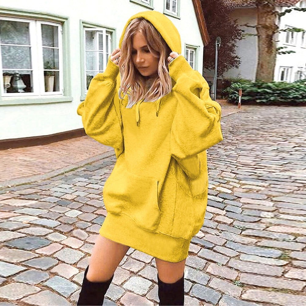 Yellow long hoodie discount