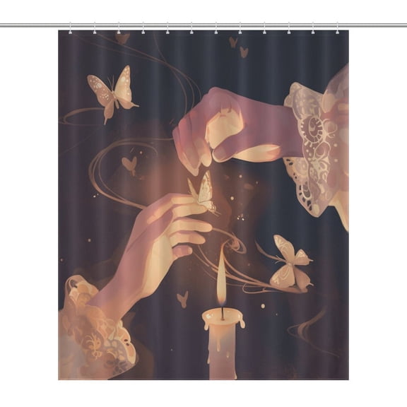 Dancing Butterflies Shower Curtain Fabric Bathroom Decor with Hooks