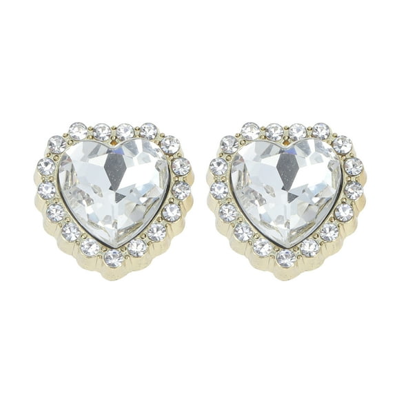 Unique Bargains 2 Pcs Shoelace Charms Heart Rhinestones Fashion Shoe Accessories Gold Tone White