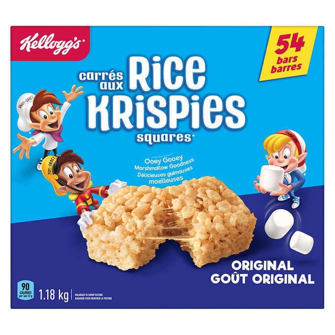 Kellogg's Rice Krispies Squares Bars, 54-Pack, 22 g (0.77 oz