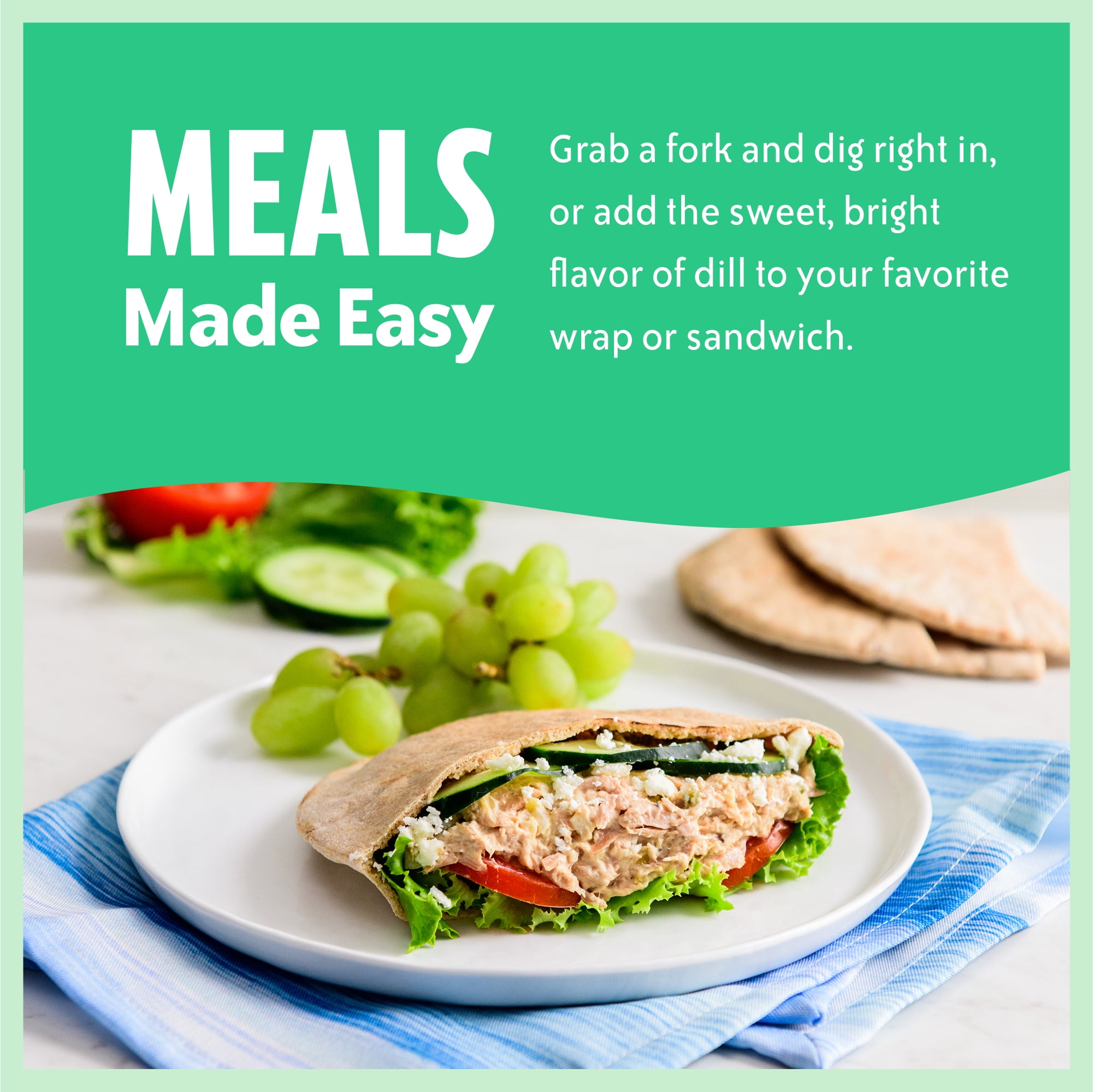 (4 pack) Chicken of the Sea Wild Caught Light Tuna Packet, Dill Tuna Salad 2.5 oz