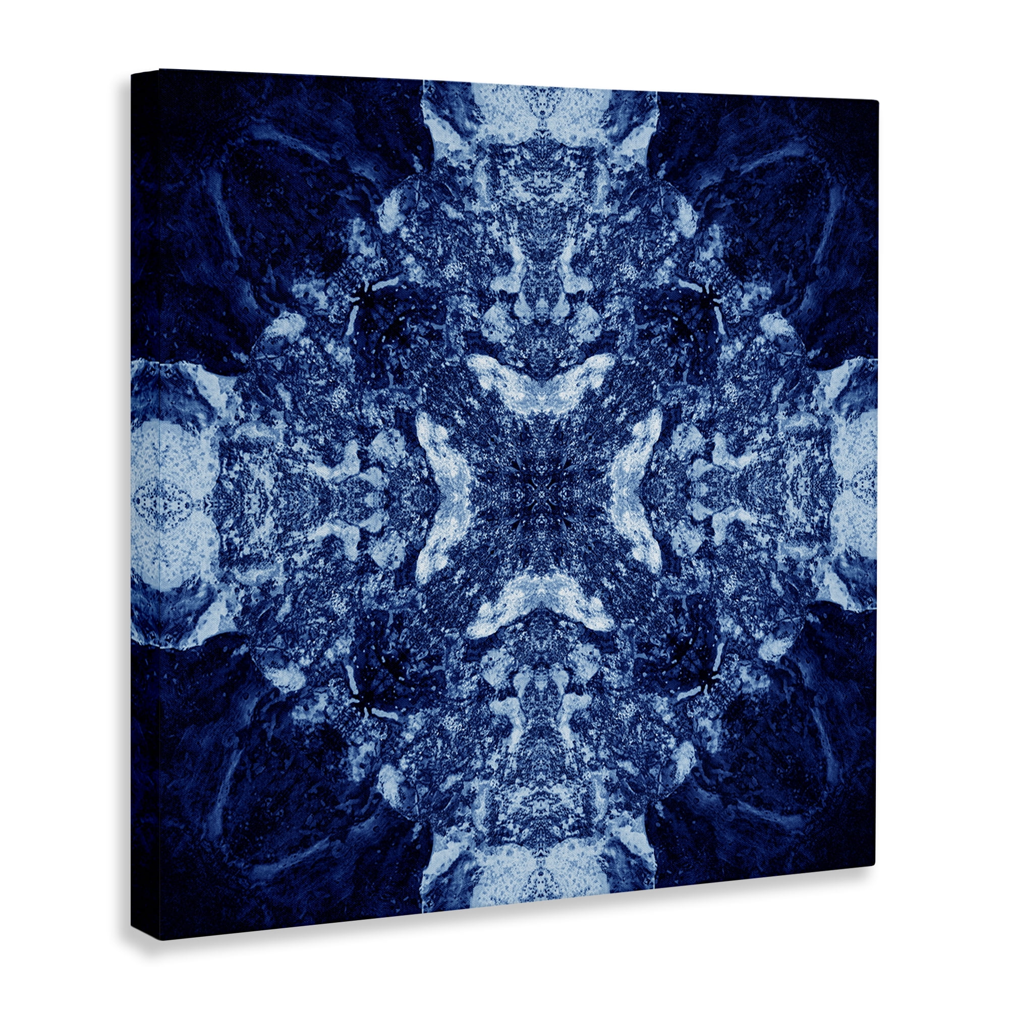 Stupell Industries Mosaic Pattern on Blue Abstract Painting Wrapped Canvas Art Print Wall Art, 30 x 30