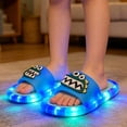 thumbnail image 5 of Kids Light Up Slide Sandals Boys & Girls Cute Dinosaur Slippers Flashing Light Summer Slides for Indoor Outdoor Party Blue Size 9.5-10 Years, 5 of 5