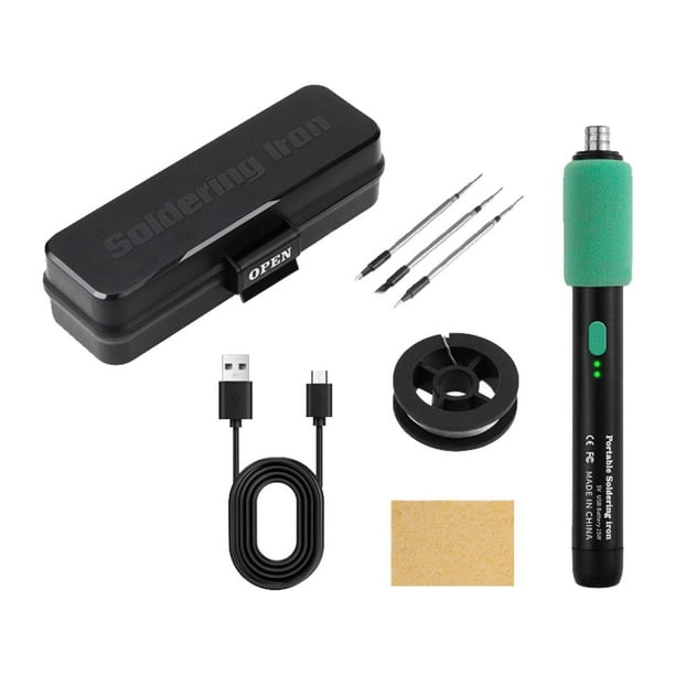 Estación de soldadura de hierro,Kit de soldador para estación de soldadura de 5 V y 15 W,Kit de soldador inalámbrico recargable portátil,Soldador portátil,versátil y de Estilo C