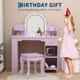 thumbnail image 3 of 2-in-1 purple makeup escritorio con mirror: para niños vanity mesa y stool set para girls aged 3 - 9, 3 of 7