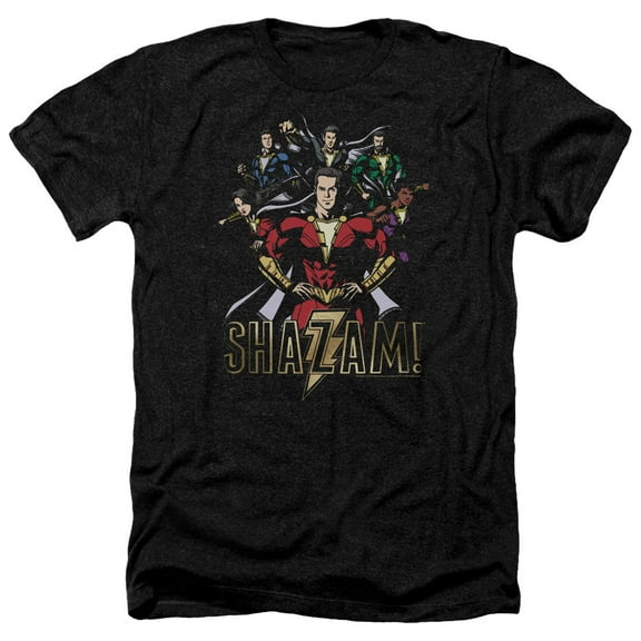 Shazam Movie Group Of Heroes Adult Heather T-Shirt Black