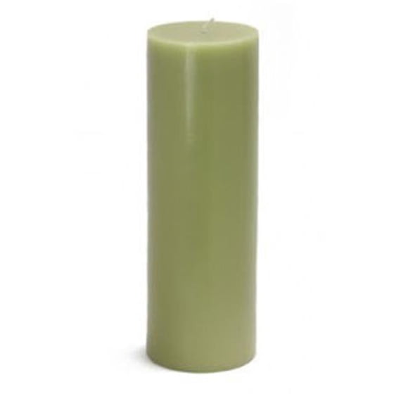 Zest Candle CPZ-100-12 3 x 9 in. Sage Green Pillar Candles -12pcs-Case - Bulk