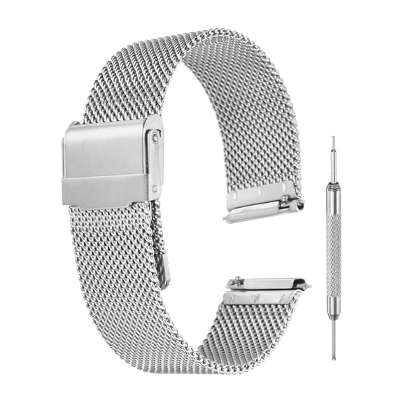 Mesh Watch Bands for Men Women, Stainless Steel Quick Release Mesh Watch Strap with Tools(18mm, Silver)