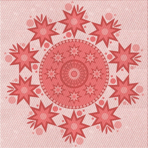 Ahgly Company Indoor Square Patterned Pink Area Rugs, 5' Square