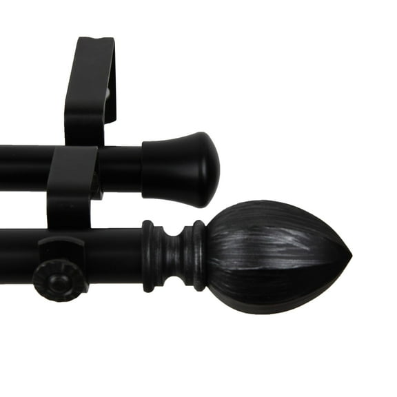 Contemporary Home Living 177" Black Contemporary Corner Window Double Curtain Rod