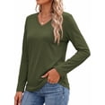 thumbnail image 4 of MOSHU 3 Pack T Shirts for Women V Neck Long Sleeve Womens T-shirts Casual Basics Tees Loose Fit Fall Tops, 4 of 11