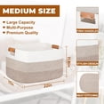 thumbnail image 4 of Large Rectangle Blanket Basket, 25"x16"x16" 108L Woven Nursery Cotton Rope Baskets for Storage, Living Room, Toy Organizing with Handle-Gradient Brown, 4 of 8