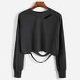 thumbnail image 3 of KIHOUT Women's Stylish Short, ,Ripped, Crew Neck, Long-Sleeved Pullover Top, 3 of 7