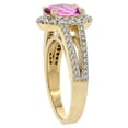 thumbnail image 3 of 14K Yellow Gold Natural Pink Topaz Halo Ring Oval 8x6 mm with Diamond Accents, size 9.5, 3 of 4