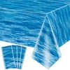 Hegbolke 4 Pack Ocean Wave Tablecloths - Disposable Plastic Ocean Water Table Cover for Ocean Under The Sea Beach Pool Mermaid Shark Birthday Party Decoration Supplies, 54" x 108"