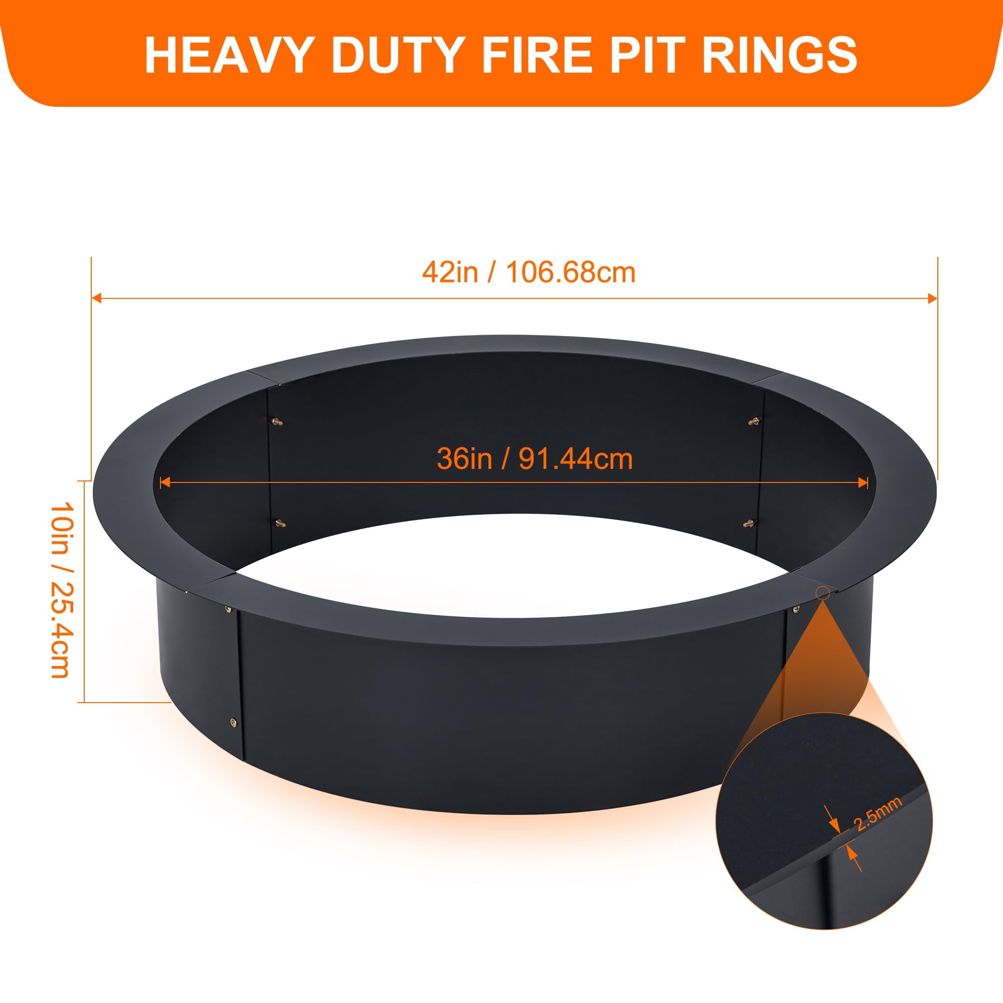 Towallmark Fire Pits For Garden,Propane,2.5mm Thick Heavy Duty Steel Roundfire Pits & Outdoor Fireplaces,Tabletop Fire Pit,Black