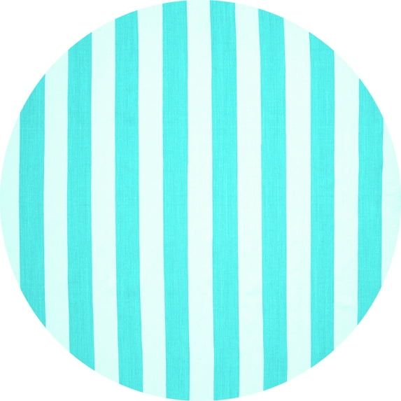 Ahgly Company Machine Washable Indoor Round Abstract Turquoise Blue Contemporary Area Rugs, 5' Round