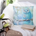 thumbnail image 4 of Teal Blue Owl Throw Pillow Covers, Soft Pillowcases with Invisible Zipper, Modern Flowers Birds on Branch Decorative Square Pillow Cushion Covers for Living Room Couch Sofa Bed 26x26 Inches, 4 of 8