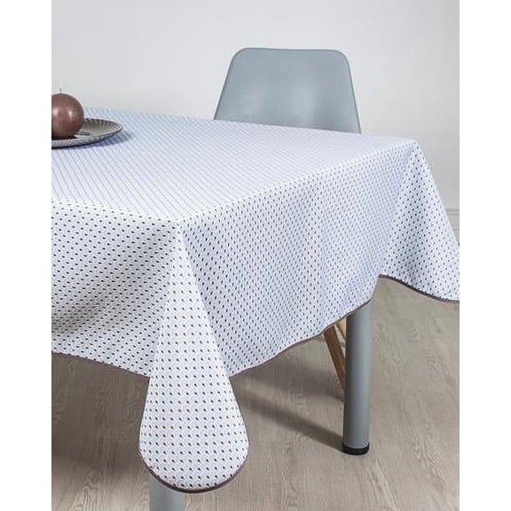 White Waves 100% Polyester, Stain Resistant Tablecloth Circle Diameter 63 inch