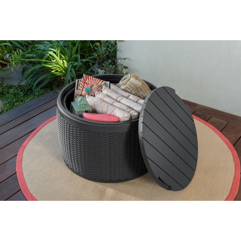 Keter Circa 37-Gallon Round Resin Deck Box, Grey photo 7