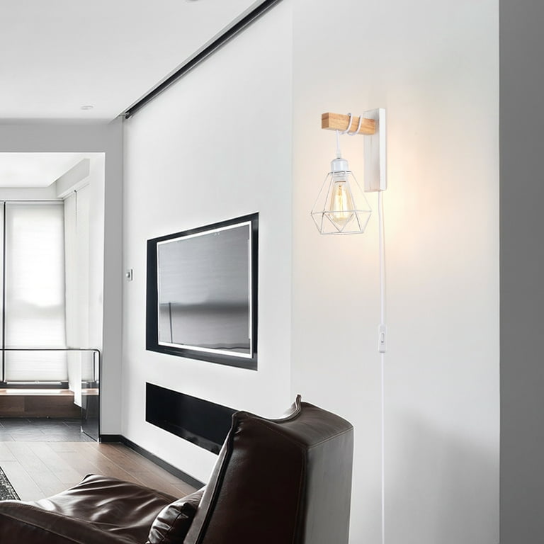 Wall Light Fixtures Indoor Wall Sconce Plug in Set of 2 Metal Cage