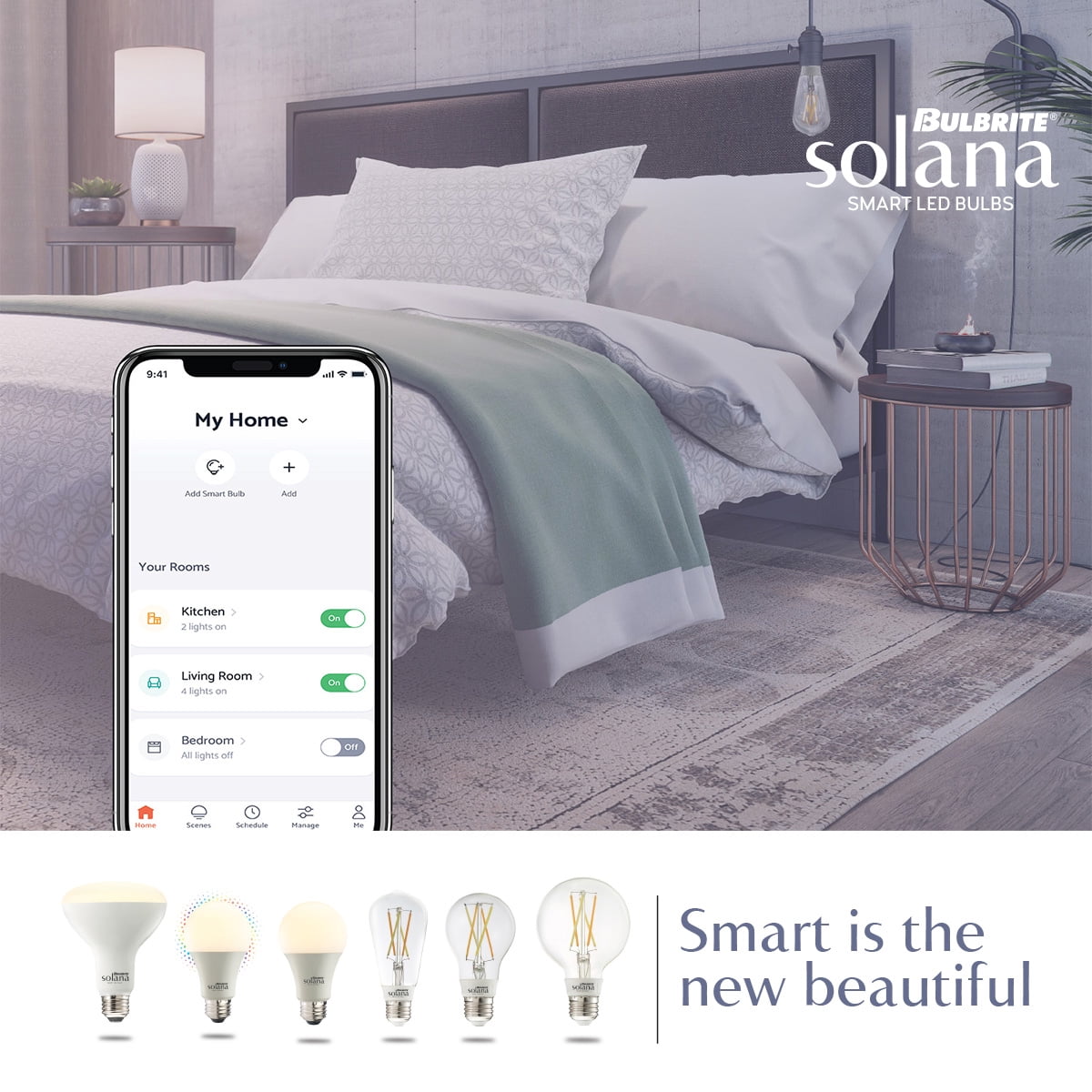 Bulbrite Solana 2-Pack A19 WiFi Connected Color Changing LED  Smart Light Bulb, Frost