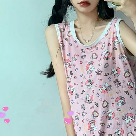 

Sweet Hello Kittys Cinnamoroll My Melody Soft Homewear Pajamas Dress Women Cute Kuromi Sanrios Student Kawaii Sundress Skirt