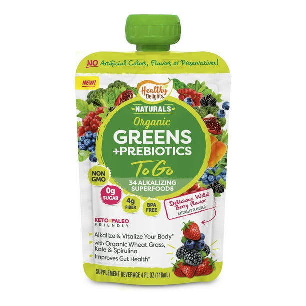 Healthy Delights Greens + Prebiotics To Go Squeeze Pouch, Wild Berry