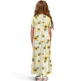 thumbnail image 2 of Uourmeti Girl's Short Sleeve Cartoon Bee Sunflower Print Crew Neck Loose Casual Long Maxi Dress with Pockets Toddler Girls Sundress Clothes, Size 11-12 Years, 2 of 7