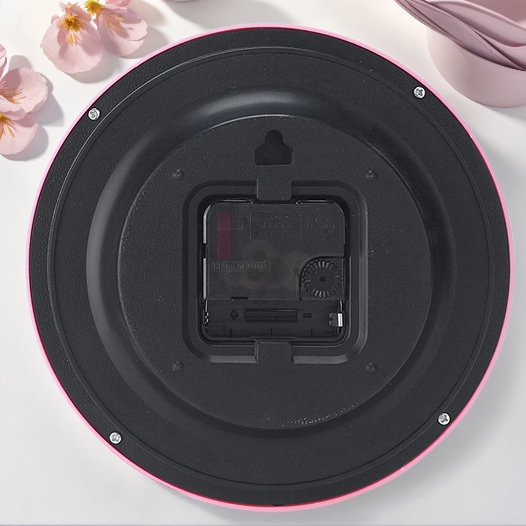 Unique Bargains Silent Non Ticking Battery Operated Modern Wall Clocks Pink