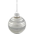 thumbnail image 6 of Northlight Glitter Stripes Christmas Shiny Glass Ball Ornaments - 2.5" (67mm) - Silver - 4ct, 6 of 9