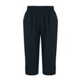 thumbnail image 3 of frariair ​Breathable Linen Blend Capri Pants For Women Pull On Comfort Waist Loose Fit Beach To Market Casual Wear​ Navy, 3 of 8