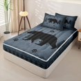 thumbnail image 2 of Homewish Buffalo Plaid Bear Art Zipper Twin Comforter Sets with Fitted Sheet and 2 Pillowcases,Pine Silhouette Zipper Bedding Set For Boys,Black Reversible,4pcs, 2 of 7
