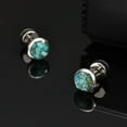 thumbnail image 2 of Vnox Stainless Steel Turquoise Epoxy Round Stud Earrings for Men, Black/Gold/Steel Color, Screw Thread Post, Casual Trendy Design, 2 of 7