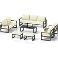 thumbnail image 3 of Heynemo Aluminum Patio Furniture, 7 Piece Metal Outdoor Furniture Set with Coffee Table & Ottomans, Modern Patio Sofa Sets Outdoor Conversation Set for Pool Garden Porch Backyard, Beige, 3 of 9