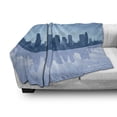 thumbnail image 3 of Boston Soft Flannel Fleece Throw Blanket, Massachusetts Skyline Illustration and Reflection in Water, Cozy Plush for Indoor and Outdoor Use, 50" x 60", Petrol Blue Slate Blue, by Ambesonne, 3 of 6