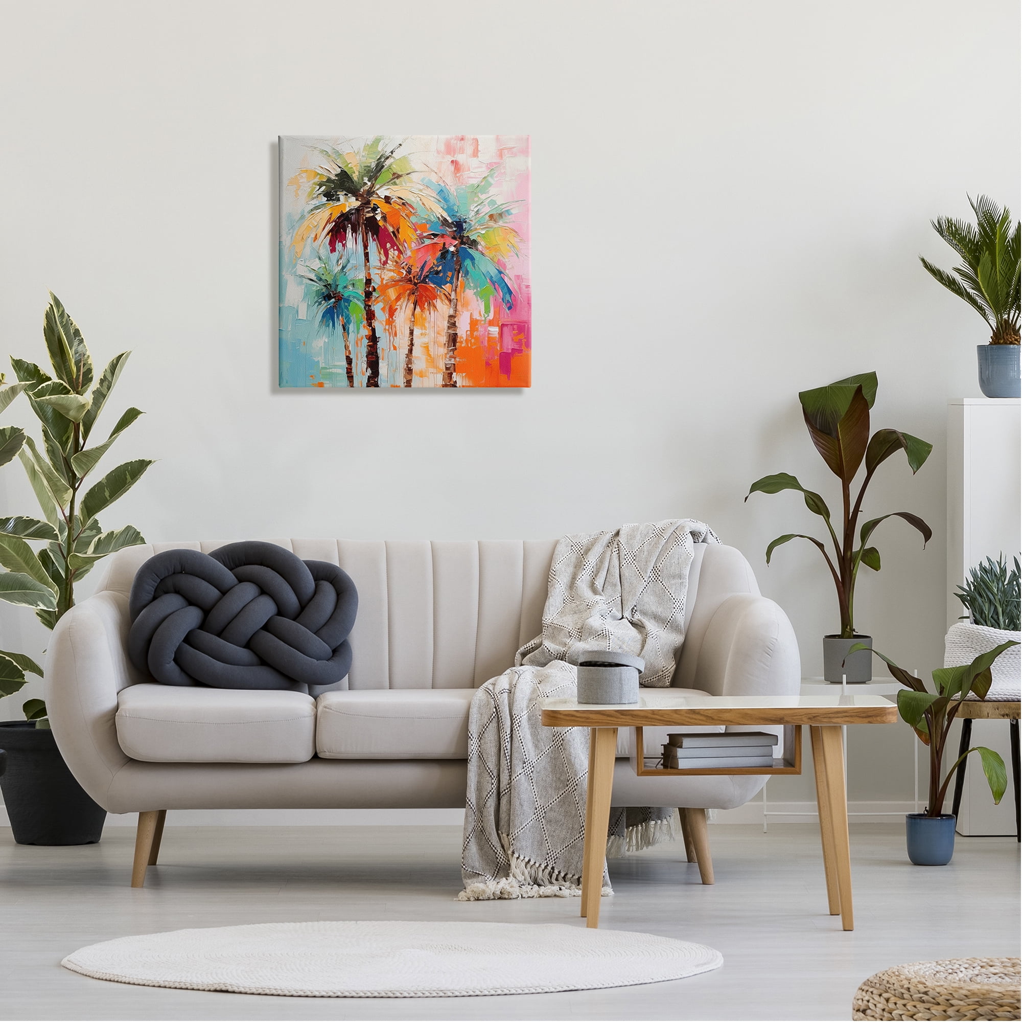Stupell Industries Abstract Palm Tree Painting Botanical & Floral Painting Gallery Wrapped Canvas Art Print Wall Art, 24 x 24