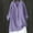 Purple, variant on Women's V-Neck Long Sleeve Loose Button Cotton and Linen Tunic Summer Blouse
